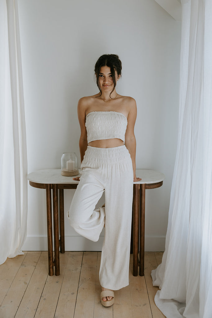 Linen Tube Top & Pant Set - Oat