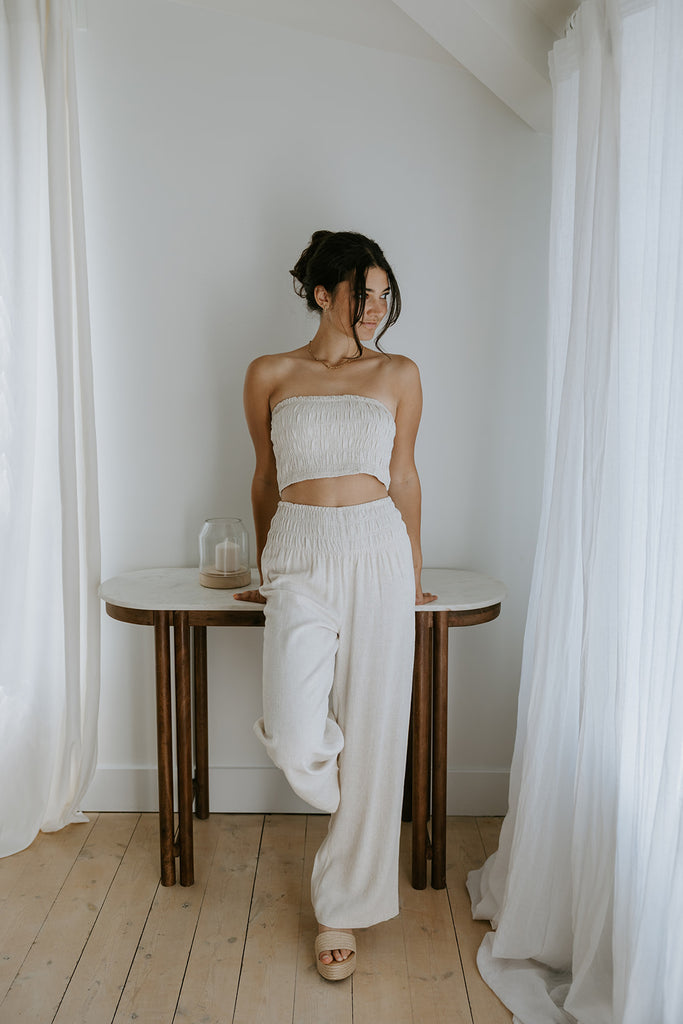Linen Tube Top & Pant Set - Oat