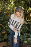 Striped Mock-Neck Sweater - Oat