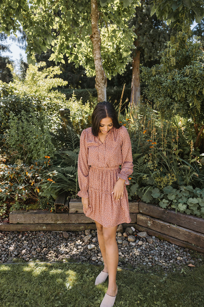 Ruffle Tiered Dress With Front Tie - Gin