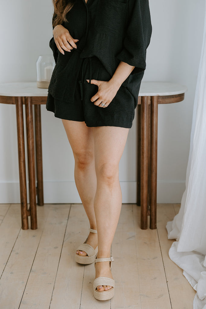 Oversized 2 Piece Short Set - Black
