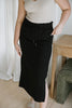 Midi Linen Skirt - Black