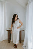 Striped Linen Dress with Smocked Back - Oat