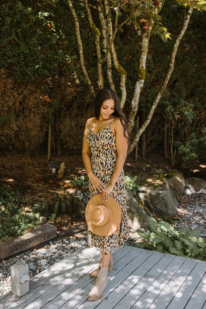 Abstract Animal Print Slip Dress