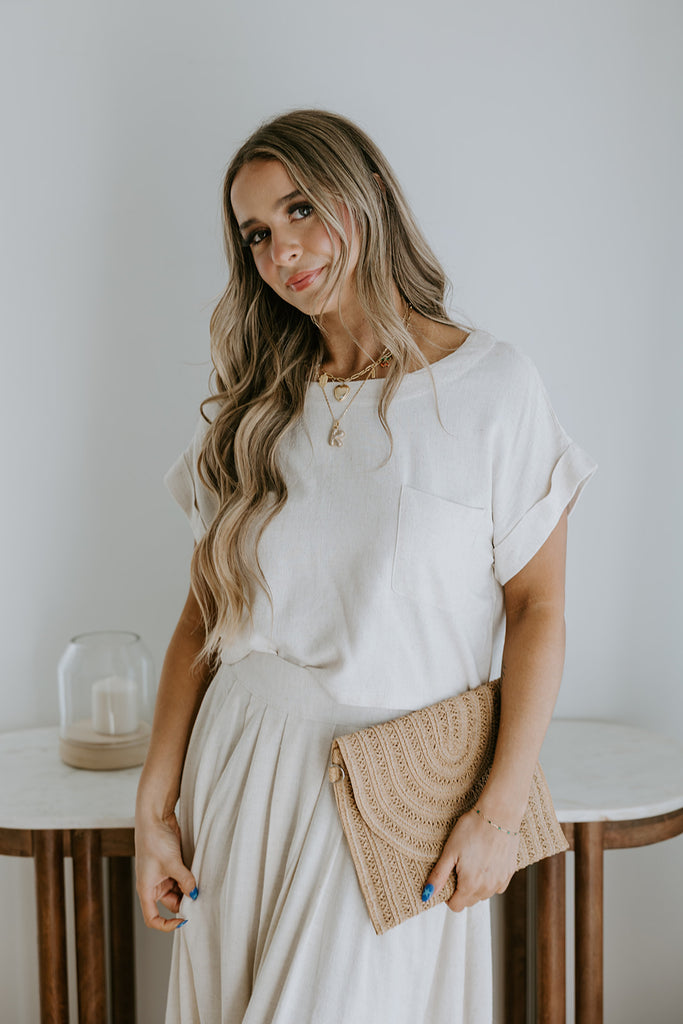 Linen Top & Skirt Set - Oat