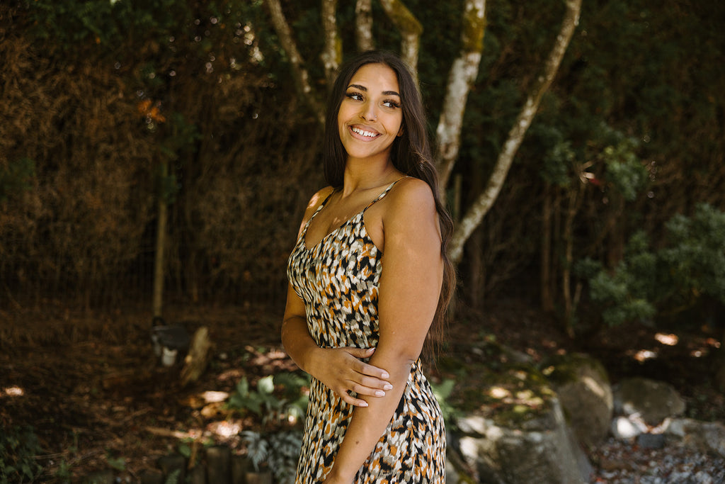 Abstract Animal Print Slip Dress