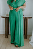 Drape Top with Flowy Pant Set - Green