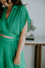 Drape Top with Flowy Pant Set - Green
