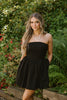 Strapless Mixed Material Dress - Black
