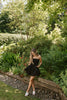 Strapless Mixed Material Dress - Black