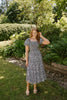 Printed Smocked Top Midi Dress - Black