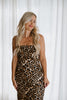 Strapless Leopard Midi Dress