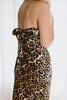 Strapless Leopard Midi Dress