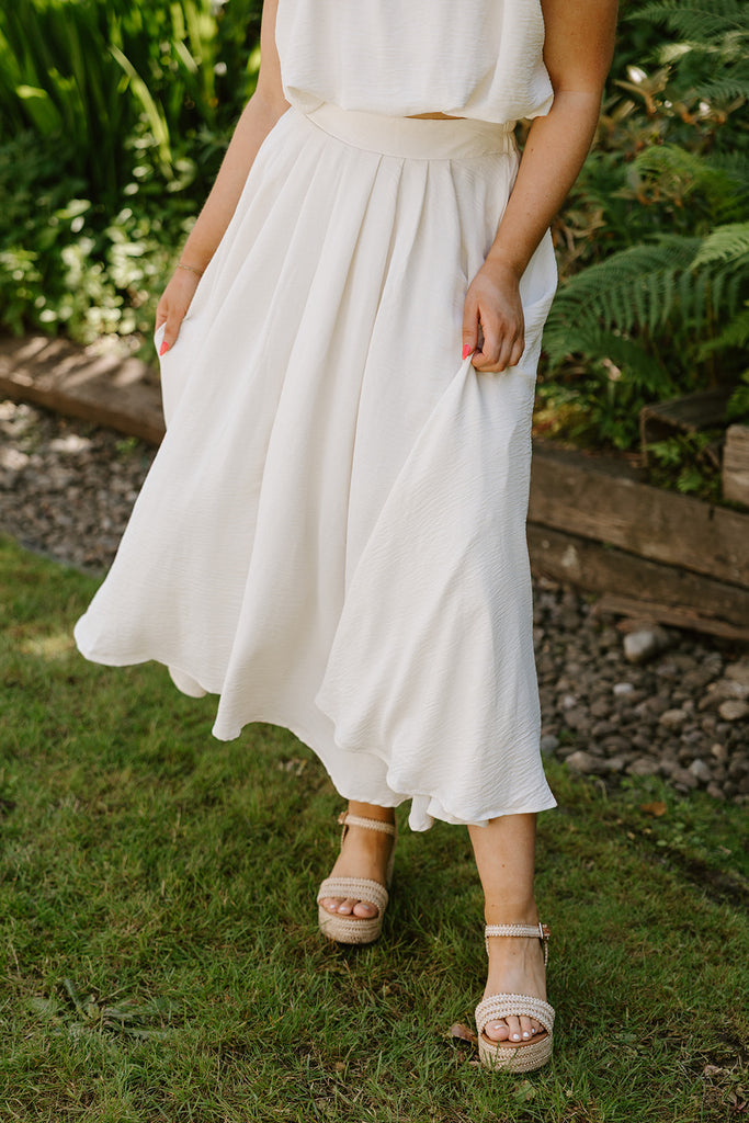 Bubble Top & Midi Skirt Set - Cream