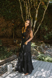 Front Cut Out Tiered Maxi - Black