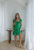Linen Ruffle Summer Dress - Green