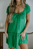 Linen Ruffle Summer Dress - Green
