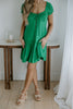 Linen Ruffle Summer Dress - Green