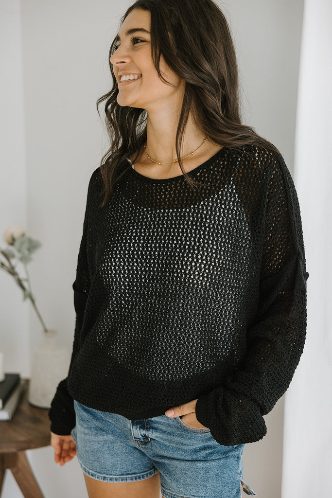 The Summer Crochet Sweater - Black