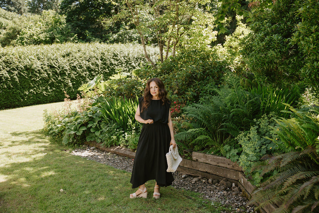 Bubble Top & Midi Skirt Set - Black