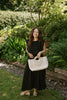 Woven Bag With Zipper & Handle - White