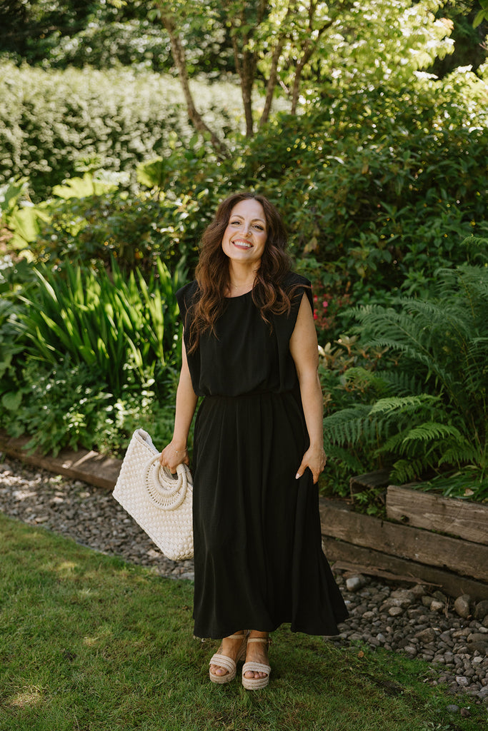Bubble Top & Midi Skirt Set - Black
