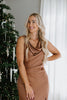 Sleeveless Slinky Midi Dress - Bronze