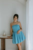 Strapless Mixed Material Dress - Blue