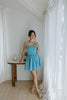 Strapless Mixed Material Dress - Blue