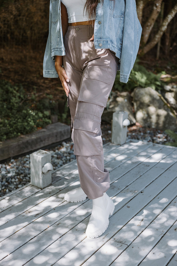 Cargo Pocket Nylon Pant - Truffle