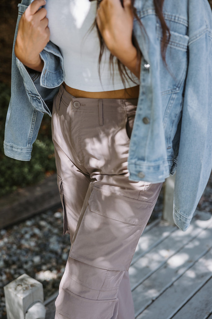 Cargo Pocket Nylon Pant - Truffle
