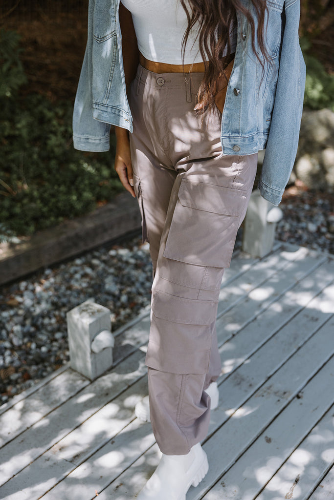 Cargo Pocket Nylon Pant - Truffle