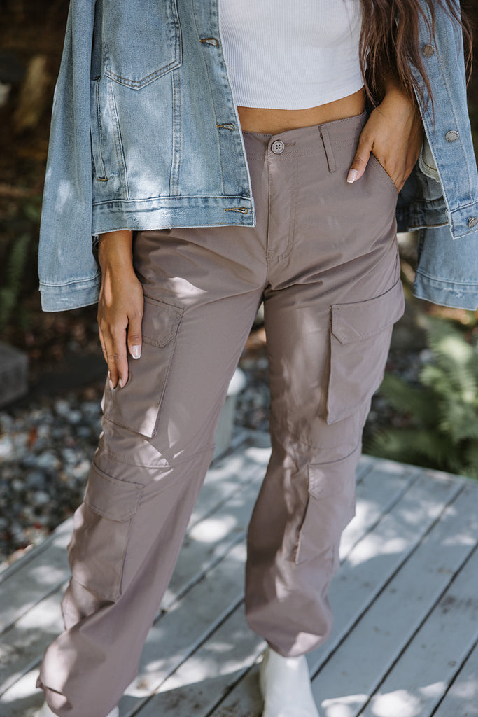 Cargo Pocket Nylon Pant - Truffle