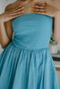 Strapless Mixed Material Dress - Blue