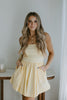 Strapless Mixed Material Dress - Butter Yellow