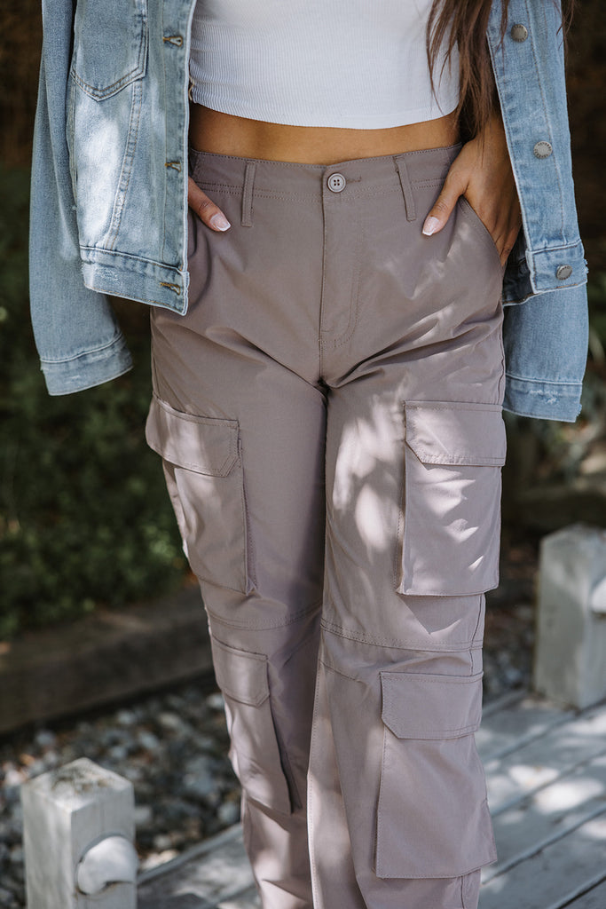 Cargo Pocket Nylon Pant - Truffle