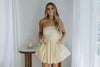 Strapless Mixed Material Dress - Butter Yellow