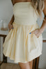 Strapless Mixed Material Dress - Butter Yellow