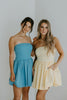 Strapless Mixed Material Dress - Butter Yellow