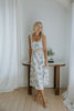 Dream Blue Linen Midi Dress with Belt