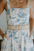 Dream Blue Linen Midi Dress with Belt