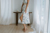 Dream Blue Linen Midi Dress with Belt