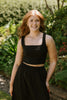 Square Neck Ribbed Crop Tank - Black