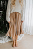 Champagne Pleated Midi Skirt