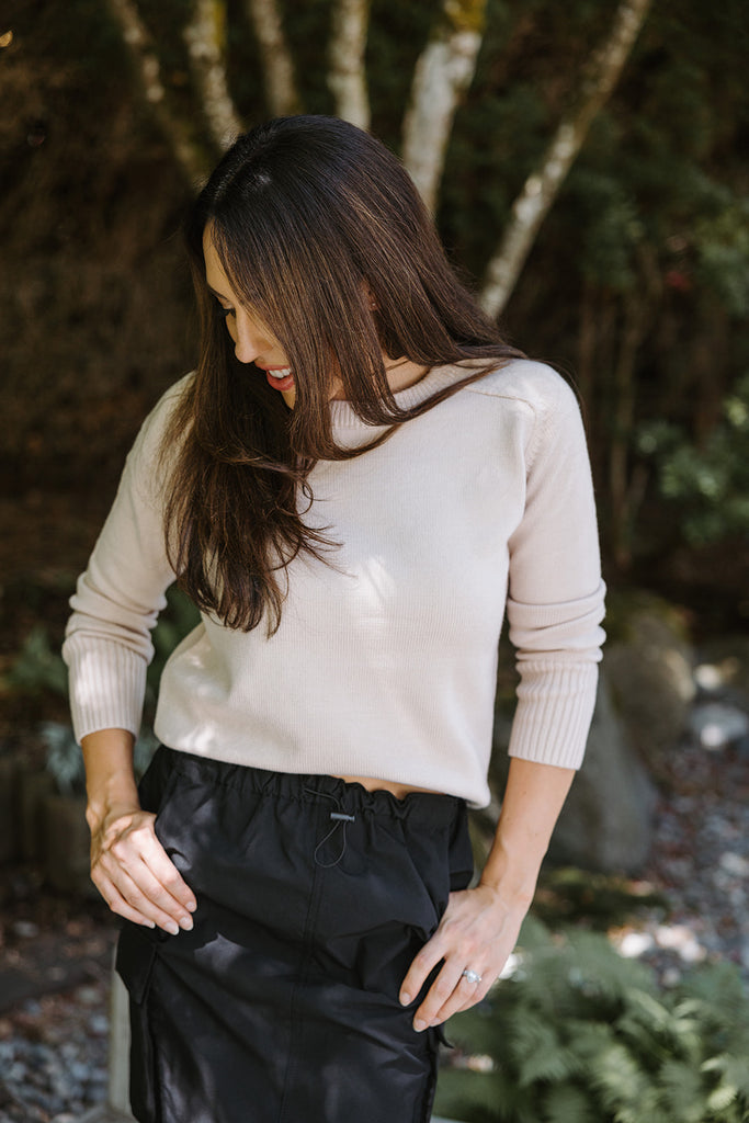 Cargo Pocket Nylon Skirt - Black