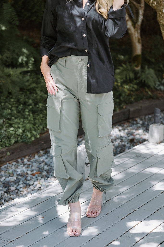 Cargo Pocket Nylon Pant - Olive