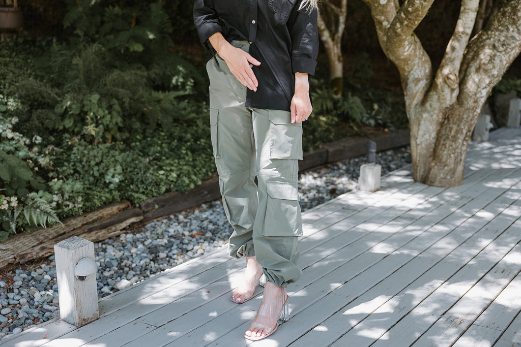 Cargo Pocket Nylon Pant - Olive