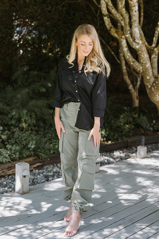 Button Up Collared Shirt - Olive