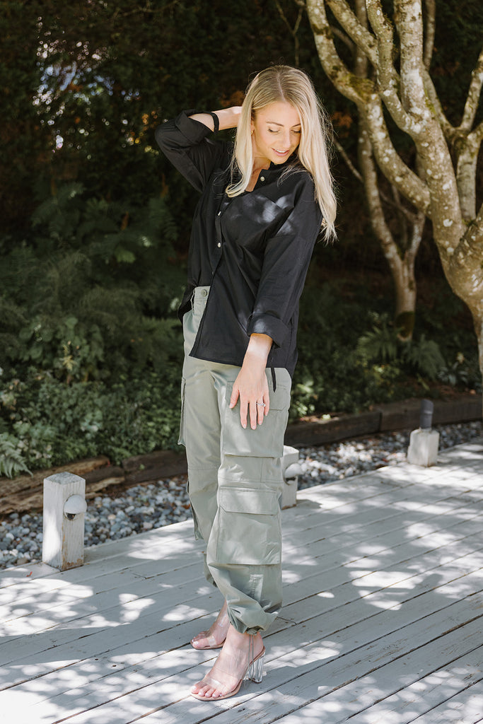 Cargo Pocket Nylon Pant - Olive