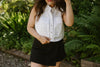 Sleeveless Button Up - White